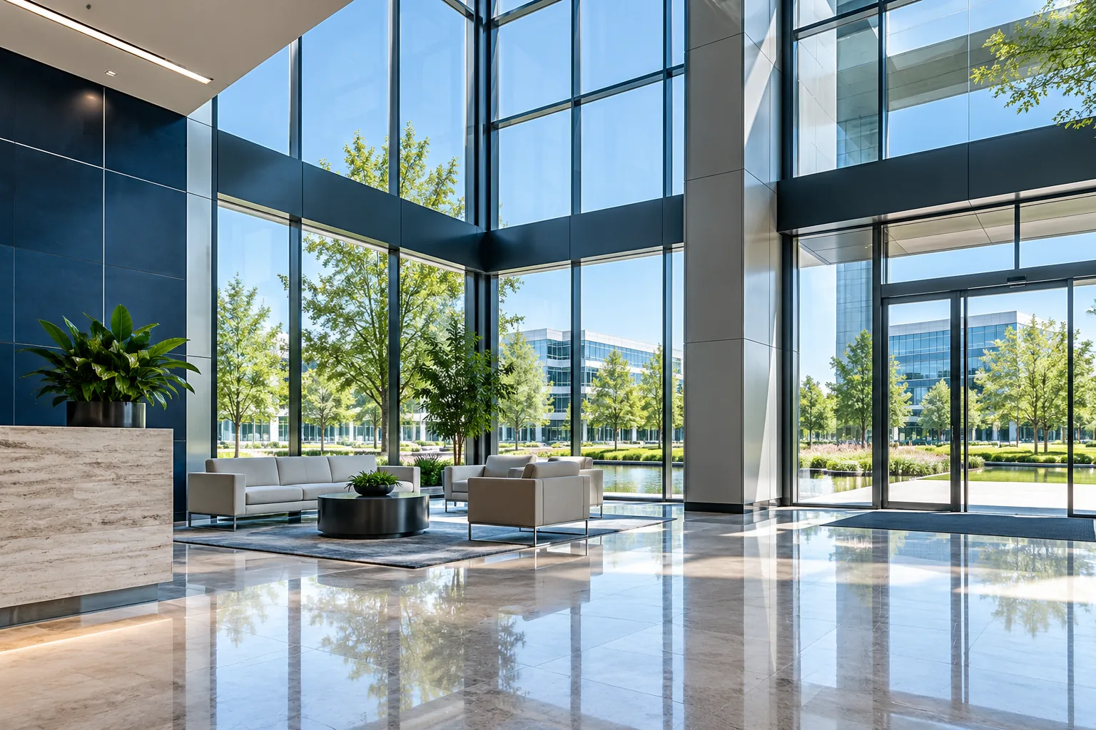 Window and detail cleaning for a commercial property